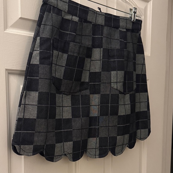 Plaid Dark Denim Mini Skirt - Picture 9 of 10